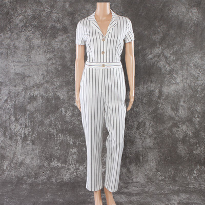 Model nou de salopetă de damă în dungi cu mâneci scurte