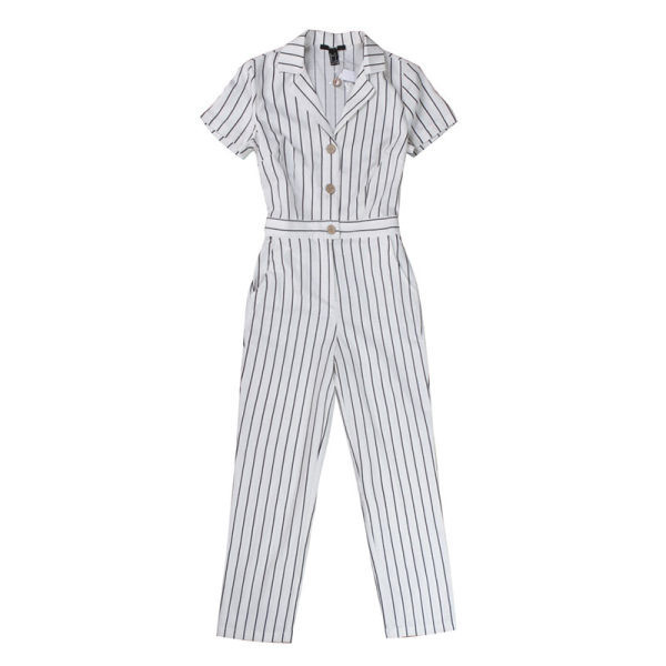 Model nou de salopetă de damă în dungi cu mâneci scurte