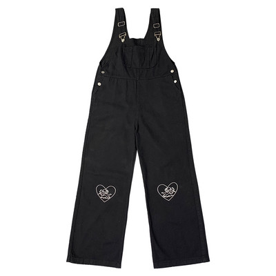 Salopeta de dama cu broderie in alb si negru