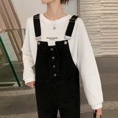 Salopetă casual de damă cu bretele din denim de culoare neagră