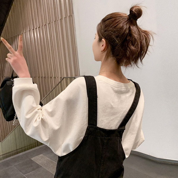 Salopetă casual de damă cu bretele din denim de culoare neagră