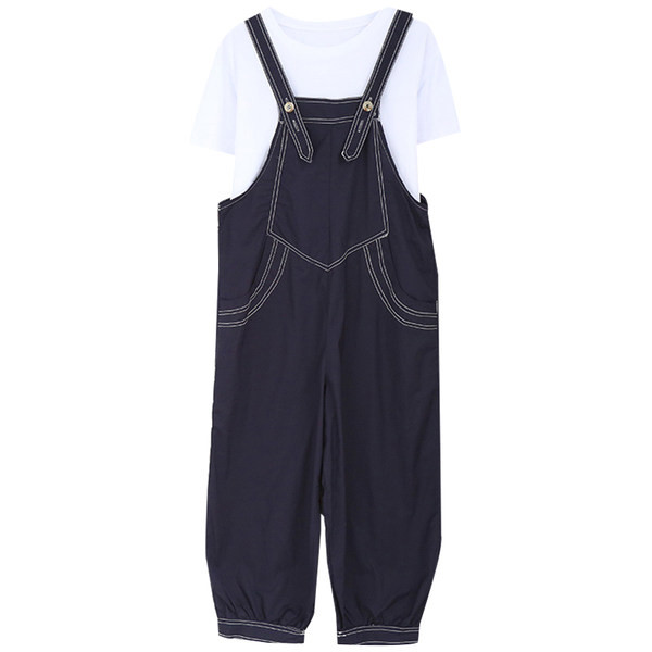 Salopetă modernă de damă în negru și albastru