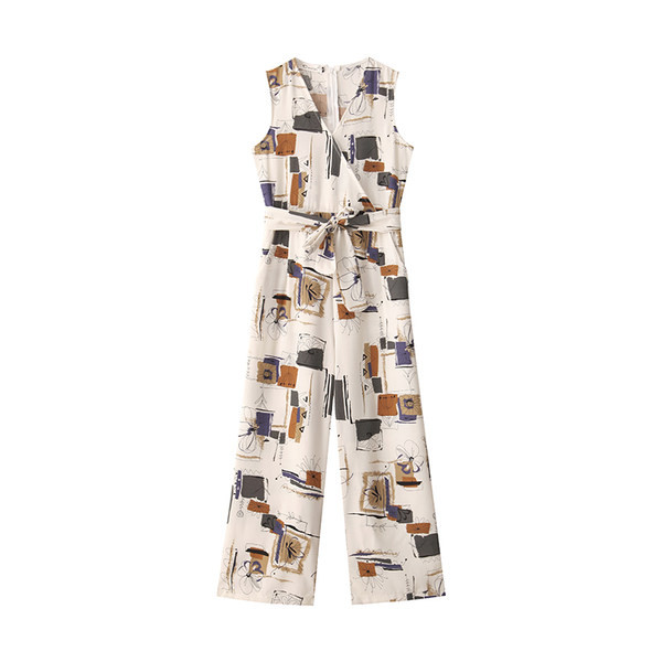 Salopetă de damă actuală cu buline, cu decolteu în V și curea