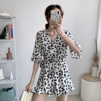 Salopeta de dama scurta cu maneci 3/4 si talie elastica