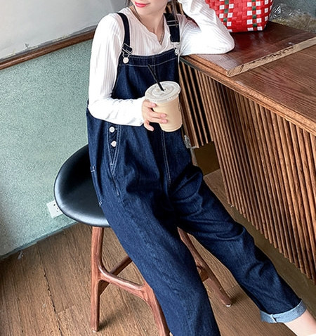 Salopeta lunga de dama cu buzunare si bretele