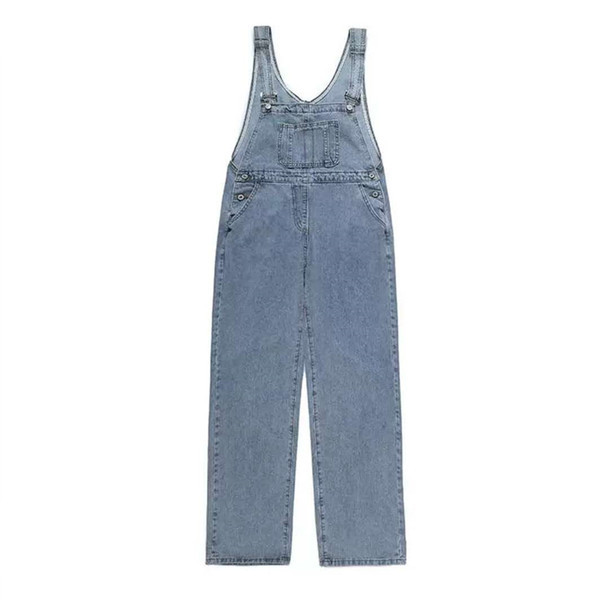 Salopeta casual de dama din denim cu buzunar si bretele