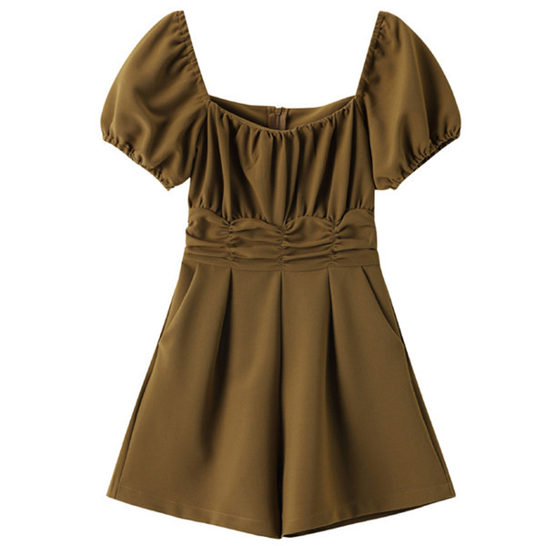 Model nou de salopetă de damă cu decolteu pătrat și mâneci bufante