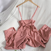 Salopeta lunga de dama cu panglica si bretele subtiri