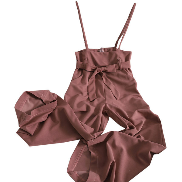 Salopeta lunga de dama cu panglica si bretele subtiri