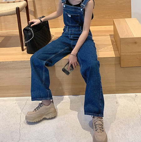 Νέο μοντέο γυναικεία ολόσωμη φόρμα ζιν - μπλε και μαύρο χρώμα