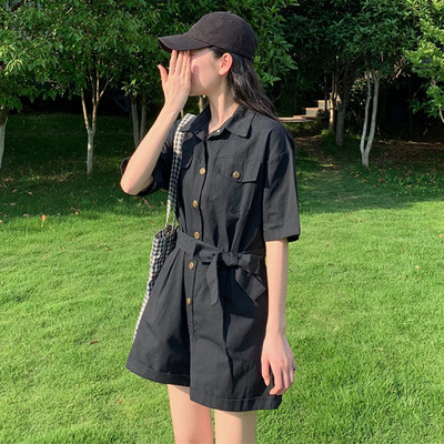 Salopeta de dama cu nasturi si maneci scurte