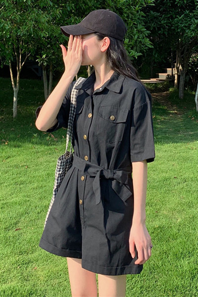 Salopeta de dama cu nasturi si maneci scurte