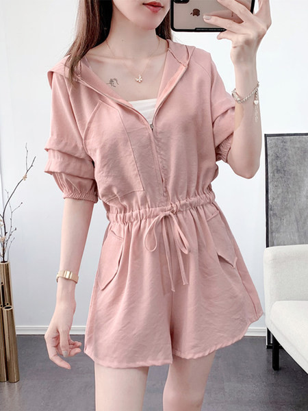 Γυναικείες casual ολόσωμες φόρμες με φερμουάρ και κορδόνια