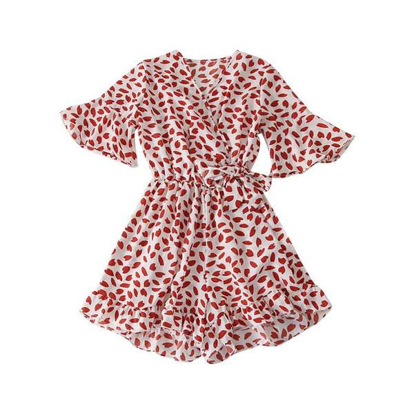 Salopetă colorată de damă cu mâneci scurte și motive florale