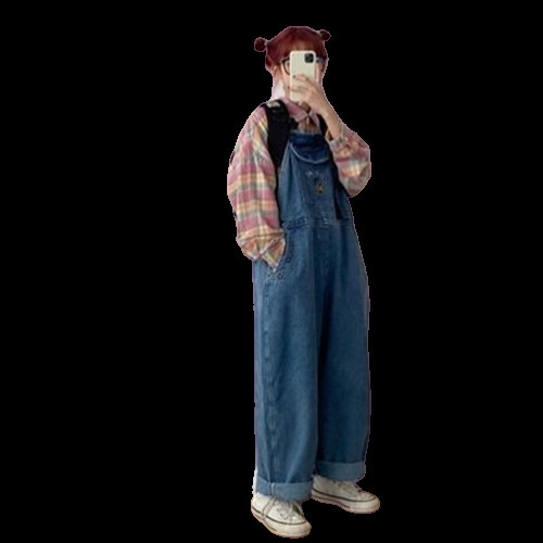 Γυναικείες ολόσωμες φόρμες τζιν με κεντήματα σε μπλε χρώμα