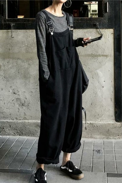 Salopeta larga dama cu buzunare in doua culori