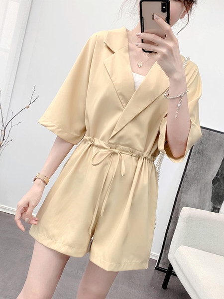 Μοντέρνες γυναικείες ολόσωμες  φόρμες με κορδόνια και 3/4 μανίκια