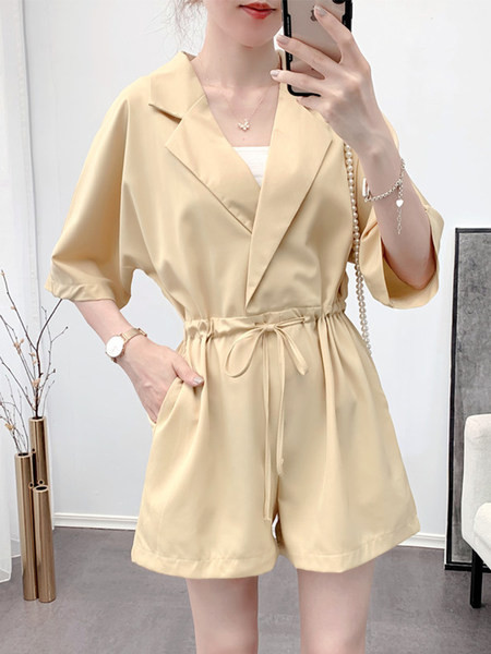 Μοντέρνες γυναικείες ολόσωμες  φόρμες με κορδόνια και 3/4 μανίκια