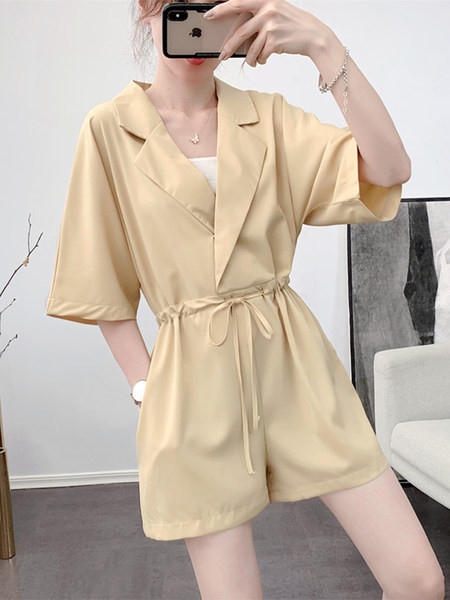 Μοντέρνες γυναικείες ολόσωμες  φόρμες με κορδόνια και 3/4 μανίκια