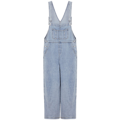 Salopeta casual de dama din denim de culoare albastra