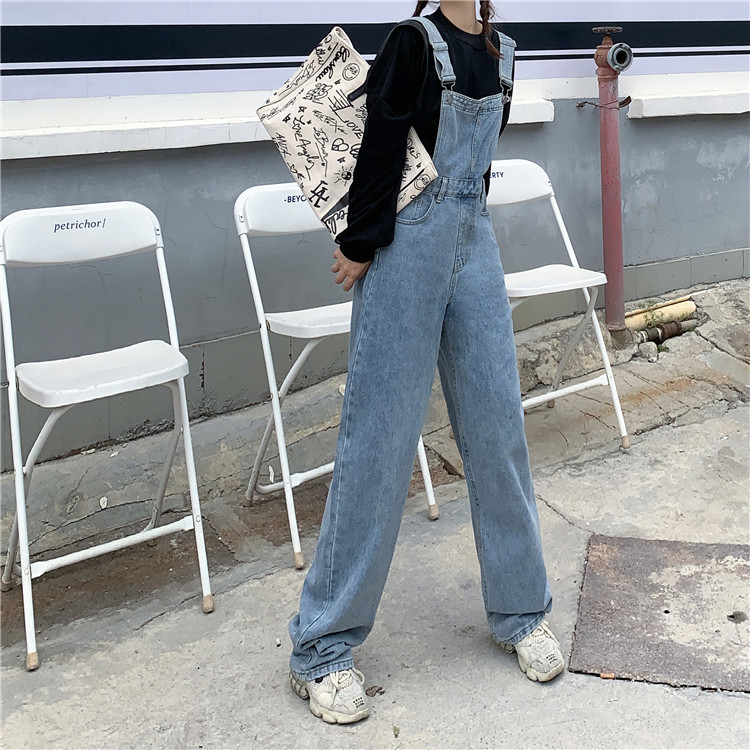 Salopeta de dama din denim cu bretele si buzunare