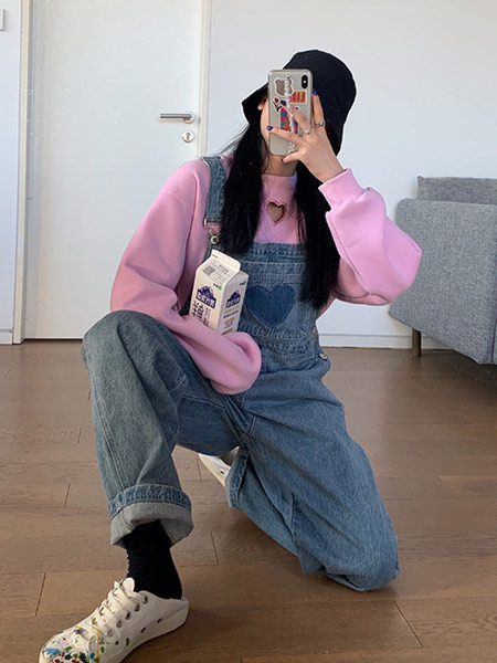 Salopeta dama casual din denim - model larg cu buzunar