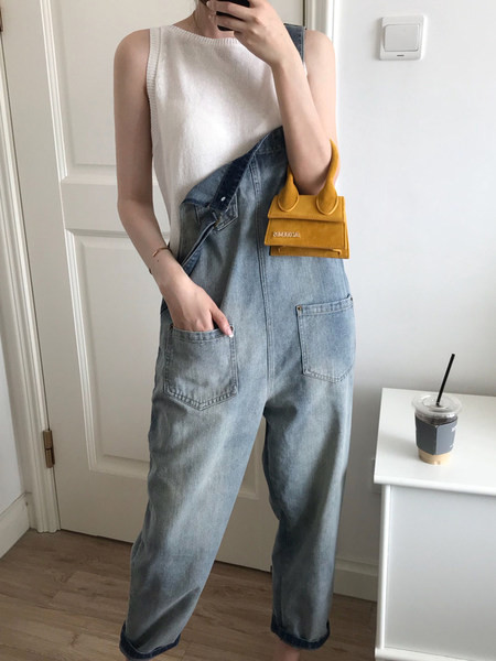 Salopeta de dama model nou din denim cu buzunare