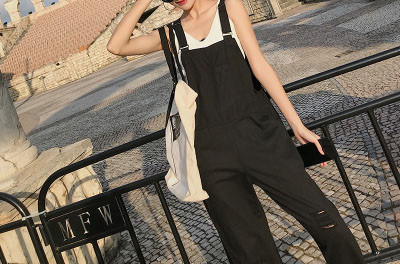 Salopeta dama model lat cu buzunare si motive rupte