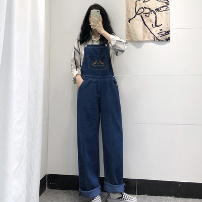 Γυναικείες ολόωμες φόρμες τζιν με τσέπες και τιραντάκια