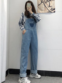 Salopeta casual de dama cu buzunare si bretele in albastru