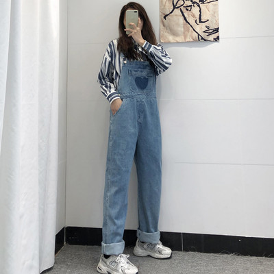 Salopeta casual de dama cu buzunare si bretele in albastru