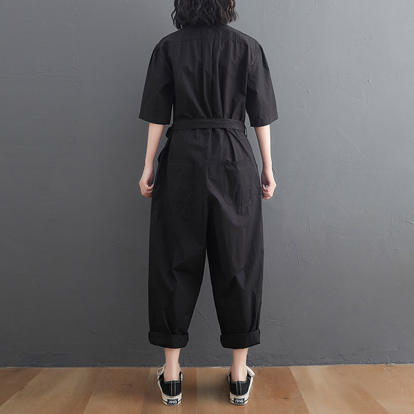 Salopeta de dama cu cravate si maneci scurte