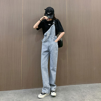 Salopetă lungă de denim de damă model nou de culoare albastră