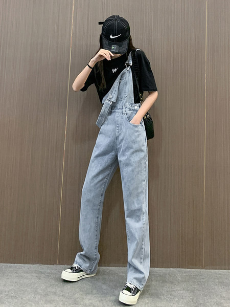 Salopetă lungă de denim de damă model nou de culoare albastră