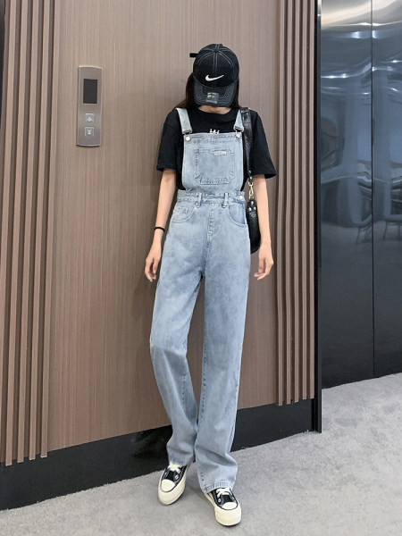 Salopetă lungă de denim de damă model nou de culoare albastră