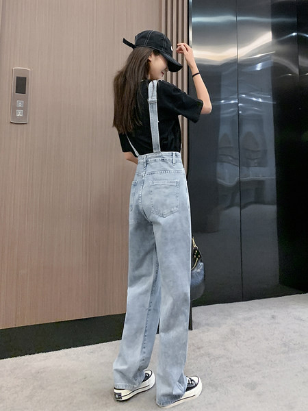 Salopetă lungă de denim de damă model nou de culoare albastră