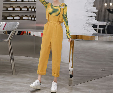 Model nou de salopete de damă colorate cu legături în talie