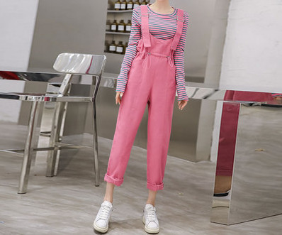 Model nou de salopete de damă colorate cu legături în talie