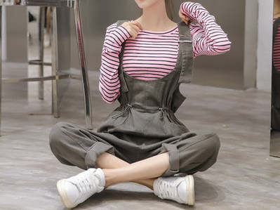 Model nou de salopete de damă colorate cu legături în talie