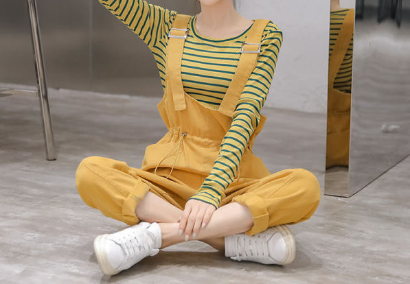 Model nou de salopete de damă colorate cu legături în talie