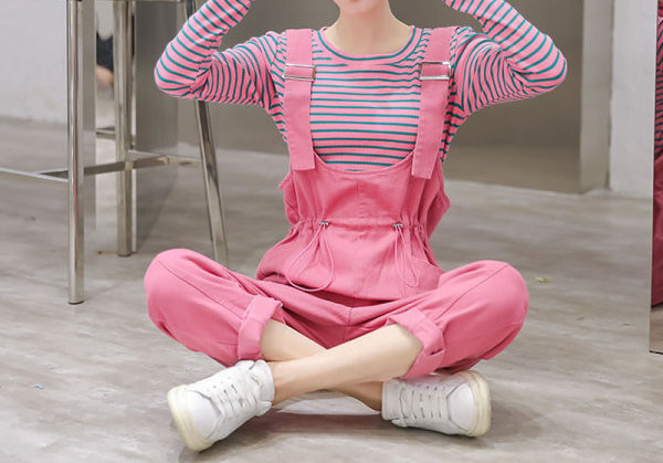 Model nou de salopete de damă colorate cu legături în talie