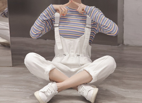 Model nou de salopete de damă colorate cu legături în talie