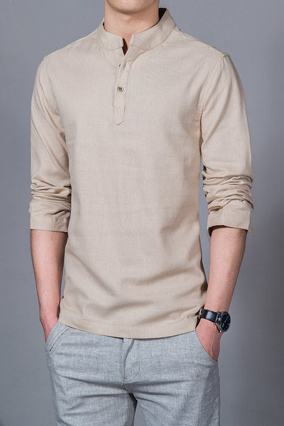 Cămașă modernă pentru bărbați, model simplu, cu mâneci lungi