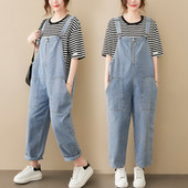 Salopeta de dama din denim cu fermoar si buzunare