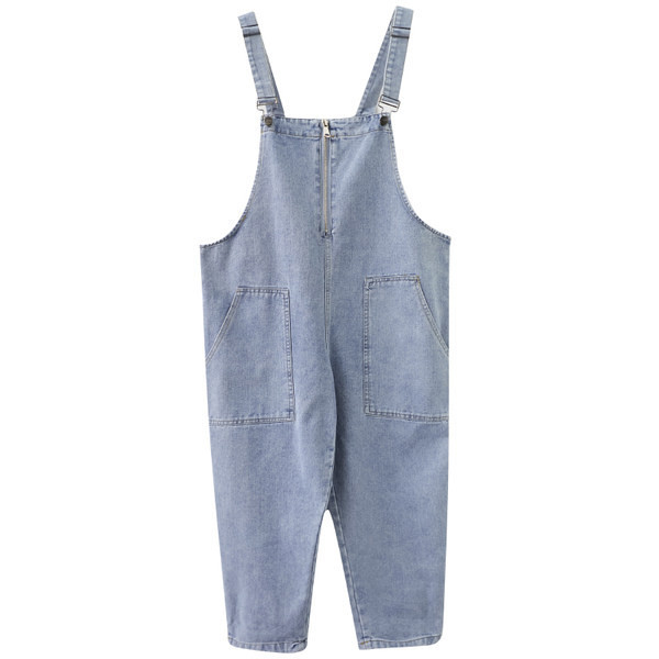 Salopeta de dama din denim cu fermoar si buzunare