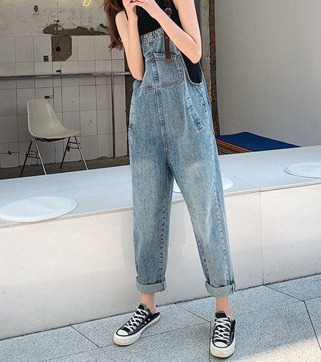 Γυναικείες ολόσωμες φόρμες  τζιν σε μλε χρώμα