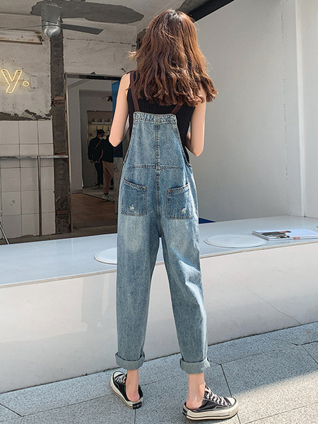 Γυναικείες ολόσωμες φόρμες  τζιν σε μλε χρώμα