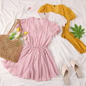 Salopetă scurtă casual de damă, cu legături în talie