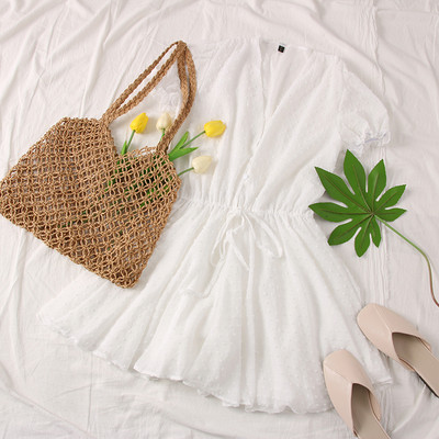 Salopetă scurtă casual de damă, cu legături în talie