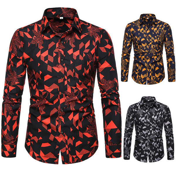 Ανδρικό μοντέρνο πουκάμισο με μοτίβο και κλασικό κολάρο